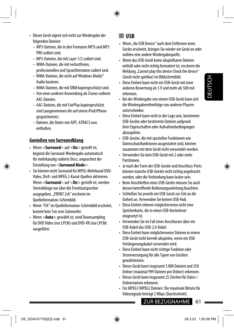 61 zur bezugnahme deutsch | JVC KD-AVX77 User Manual | Page 135 / 292