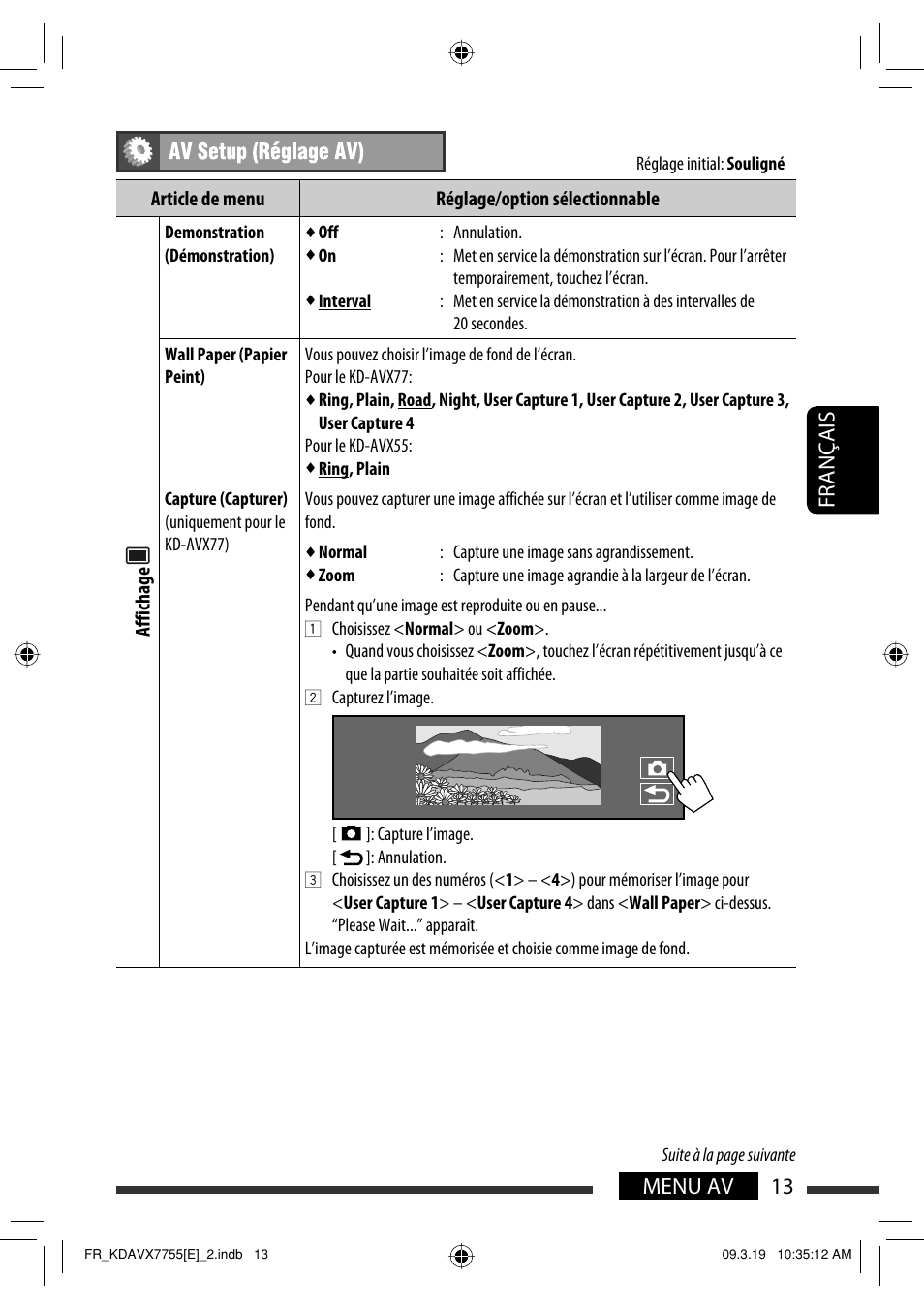 13 menu av français | JVC KD-AVX77 User Manual | Page 159 / 292