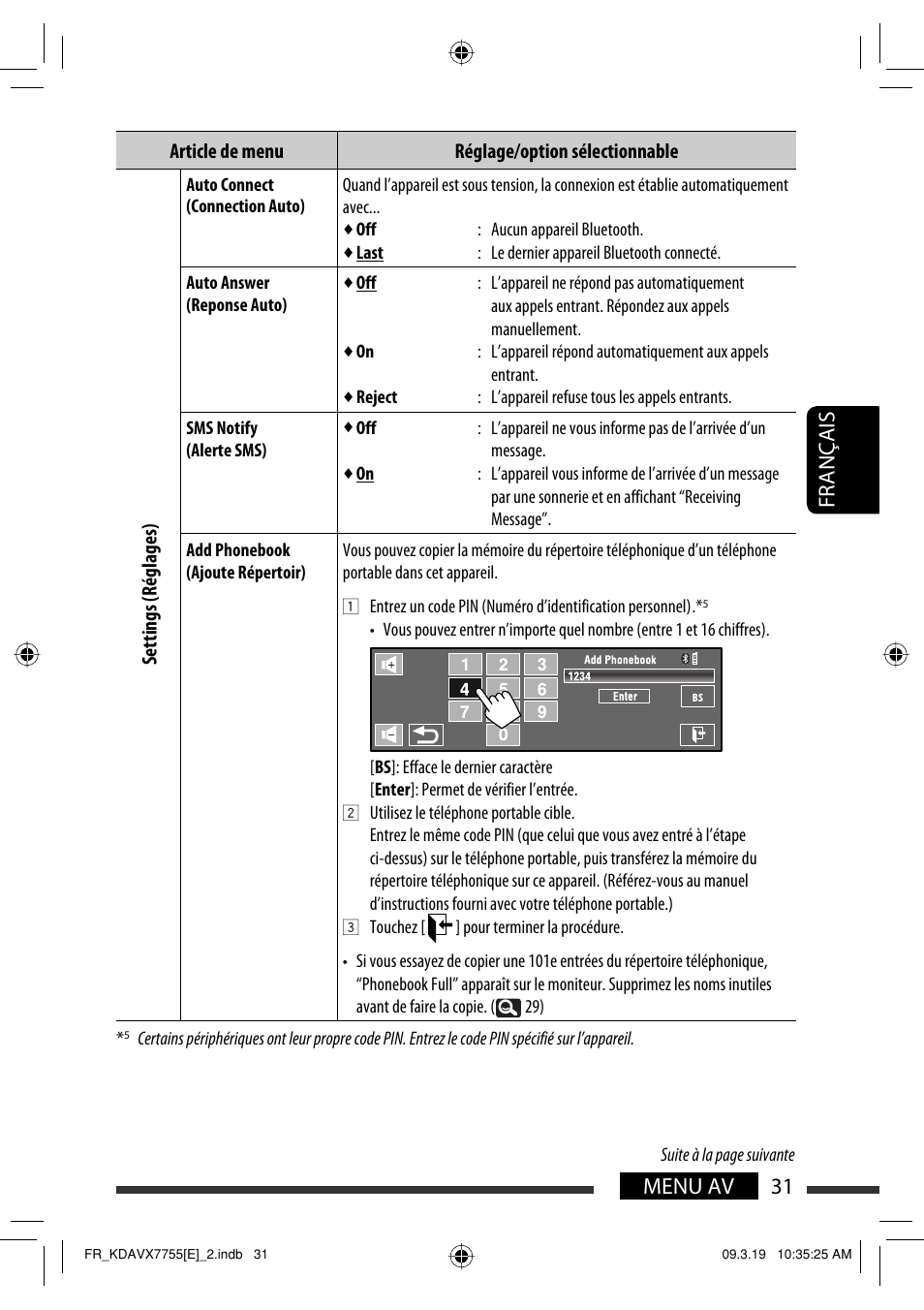 31 menu av français | JVC KD-AVX77 User Manual | Page 177 / 292