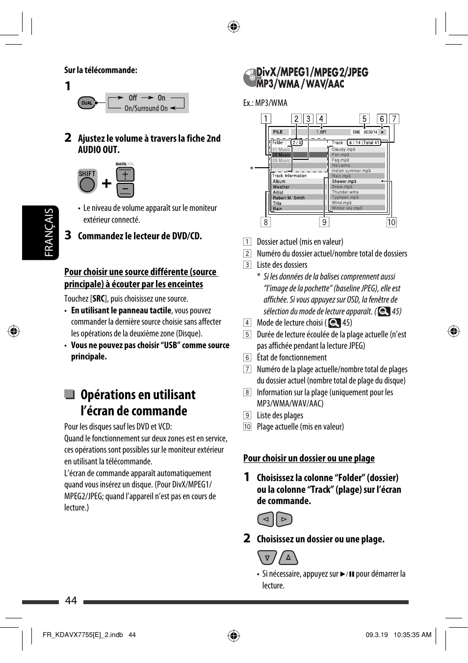 Opérations en utilisant l’écran de commande | JVC KD-AVX77 User Manual | Page 190 / 292