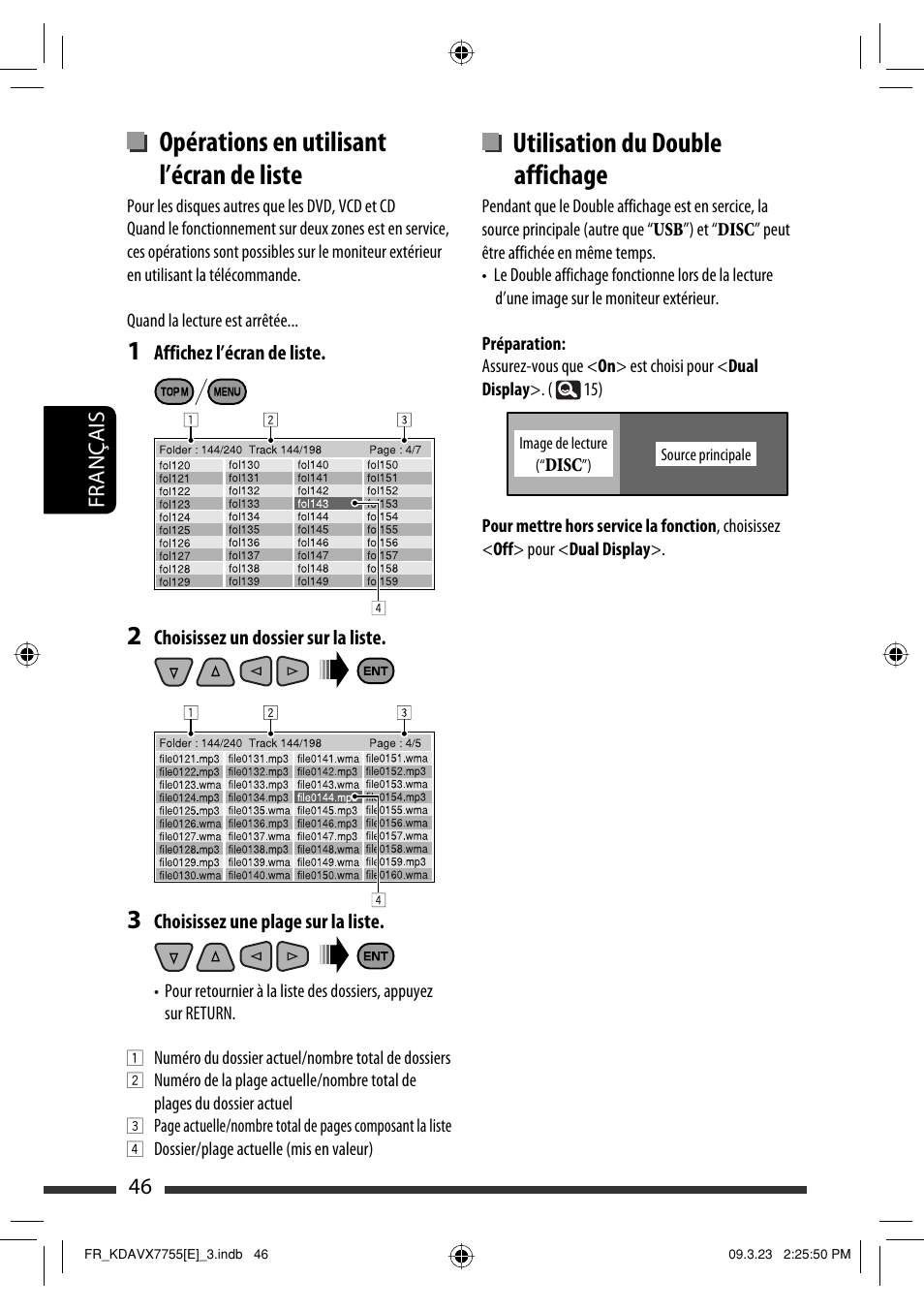 Utilisation du double affichage, Opérations en utilisant l’écran de liste | JVC KD-AVX77 User Manual | Page 192 / 292