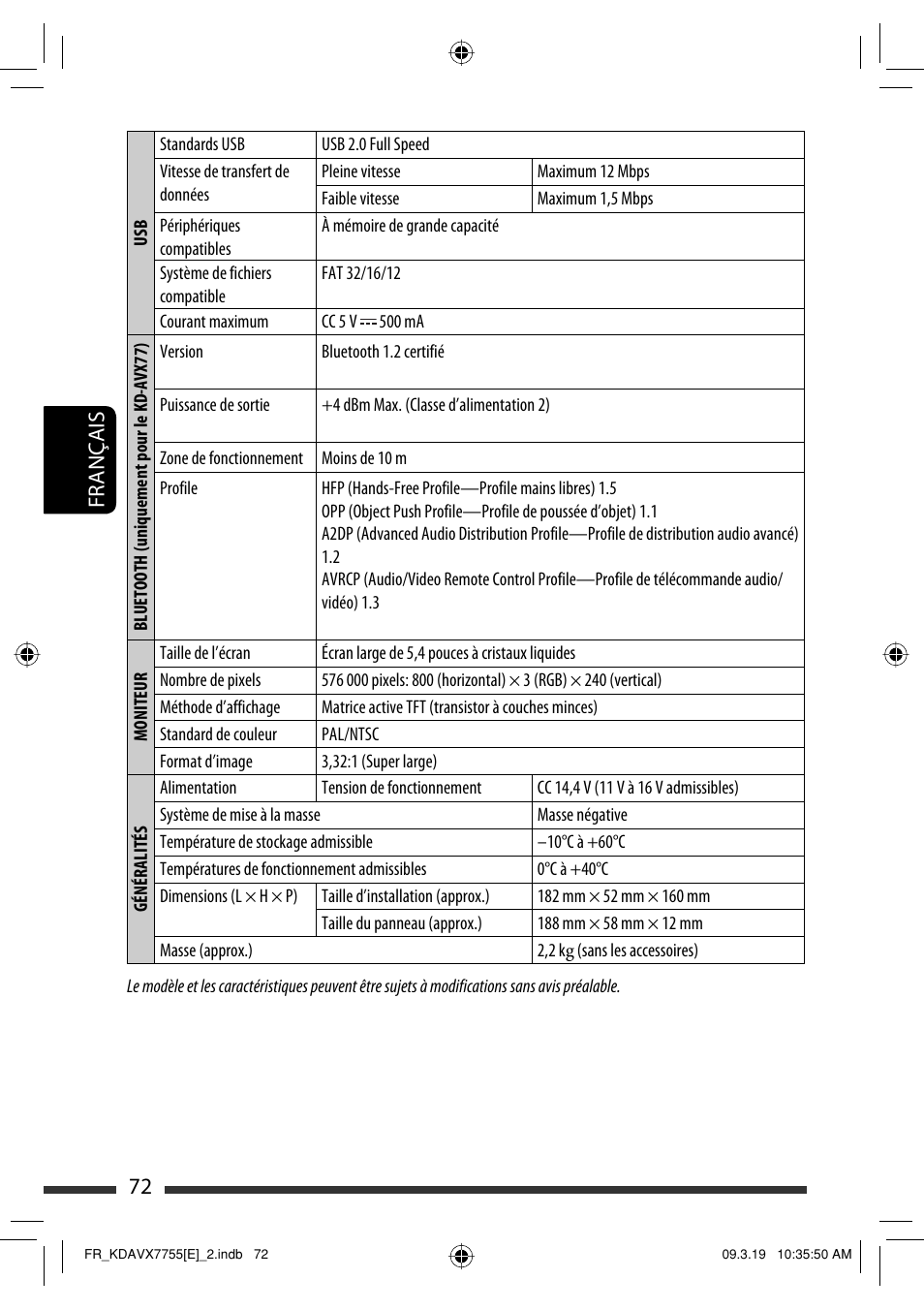 72 français | JVC KD-AVX77 User Manual | Page 218 / 292