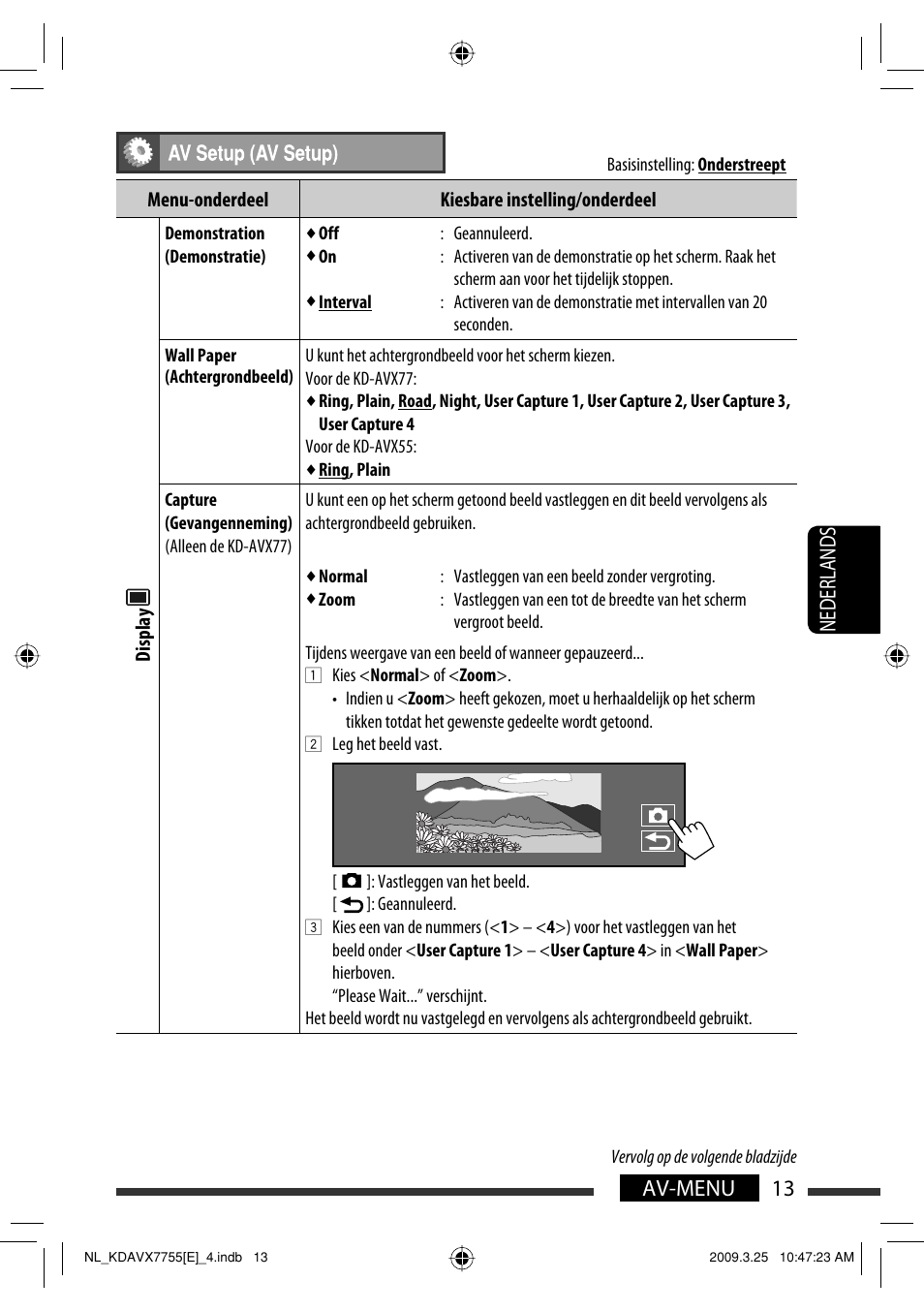 13 av-menu nederlands | JVC KD-AVX77 User Manual | Page 231 / 292