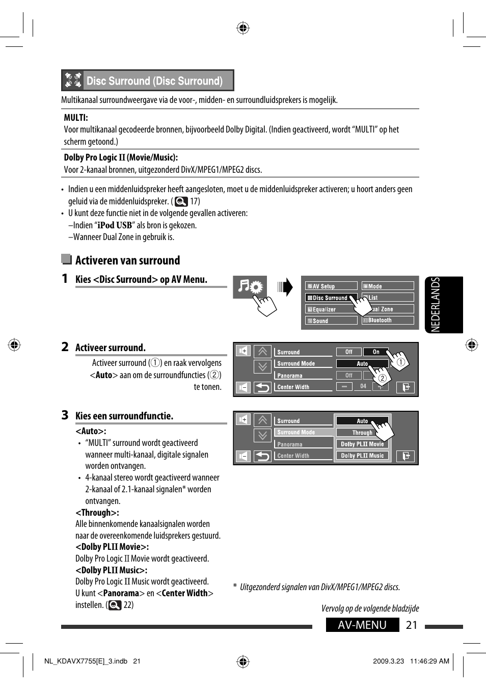 Activeren van surround | JVC KD-AVX77 User Manual | Page 239 / 292