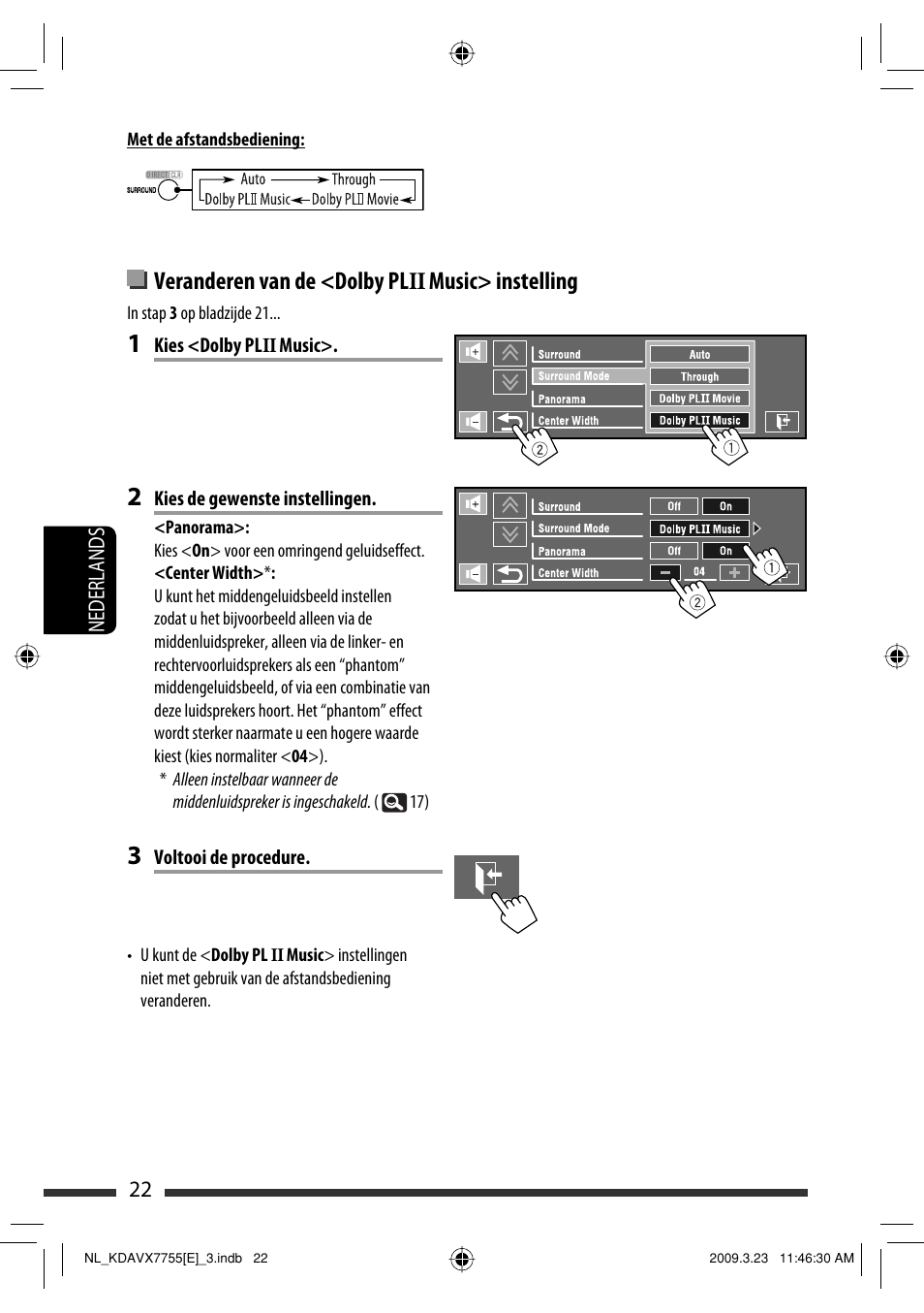 Veranderen van de <dolby plii music> instelling | JVC KD-AVX77 User Manual | Page 240 / 292