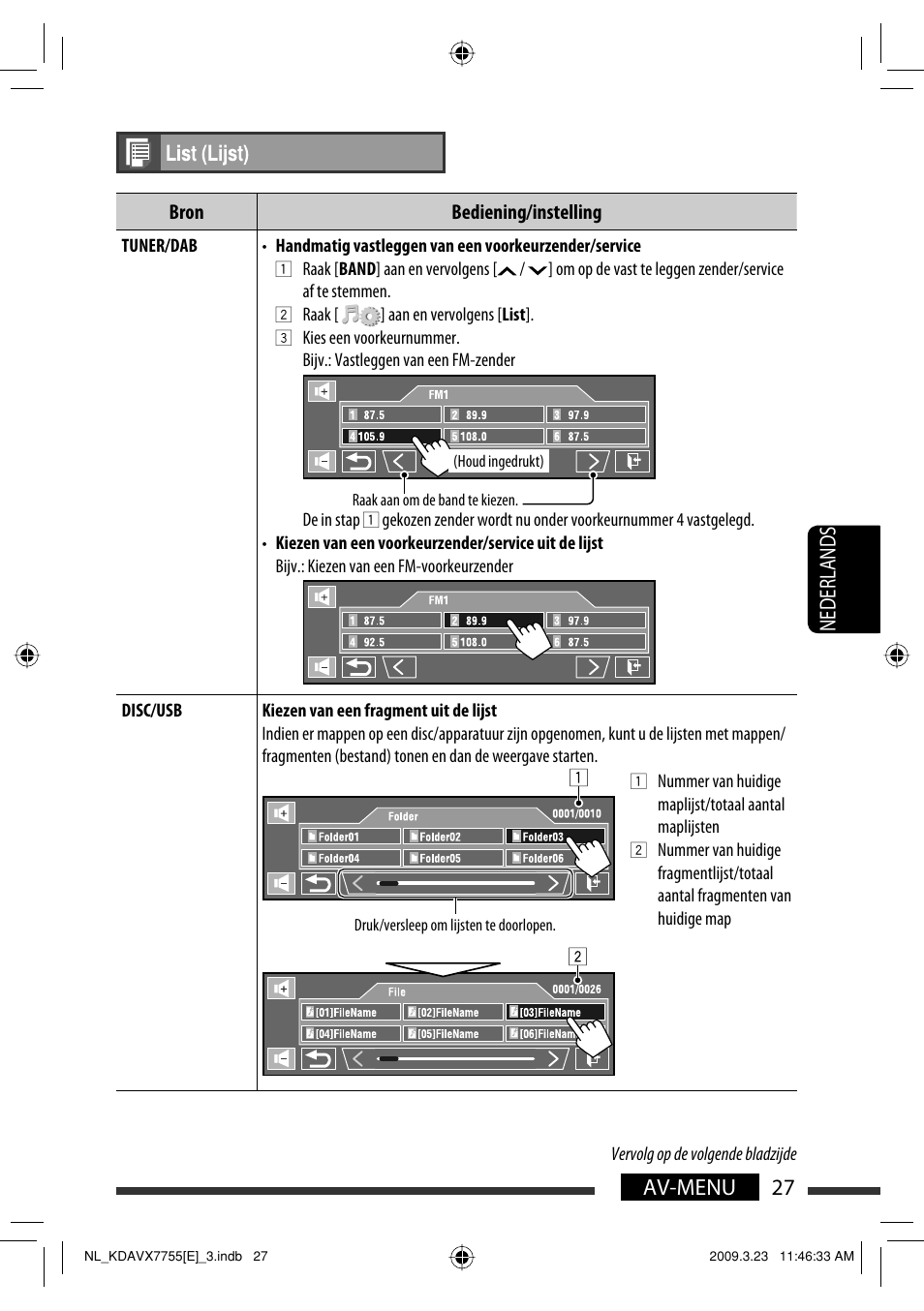 27 av-menu nederlands | JVC KD-AVX77 User Manual | Page 245 / 292