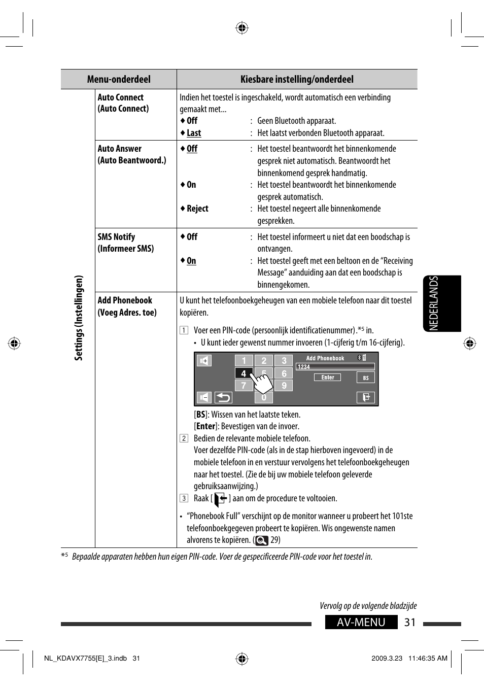 31 av-menu nederlands | JVC KD-AVX77 User Manual | Page 249 / 292