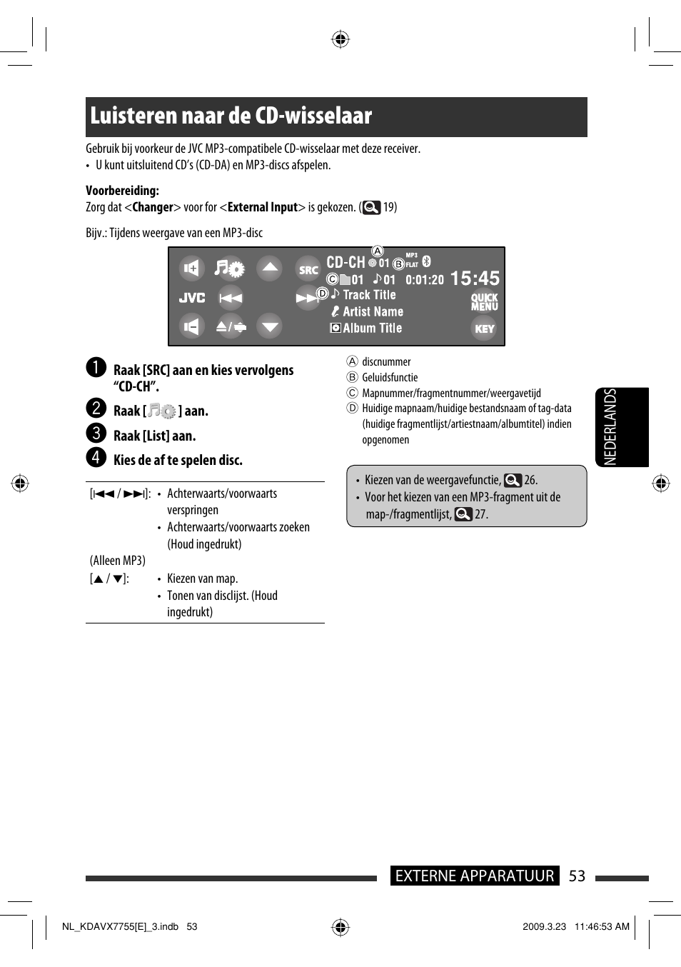 Luisteren naar de cd-wisselaar | JVC KD-AVX77 User Manual | Page 271 / 292