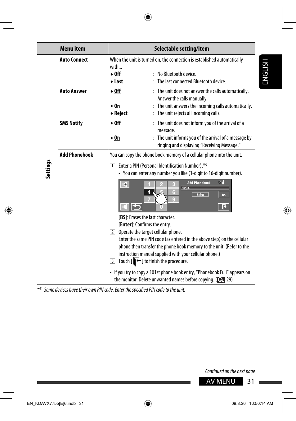 31 av menu english | JVC KD-AVX77 User Manual | Page 33 / 292