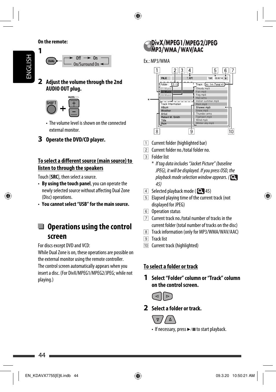 Operations using the control screen | JVC KD-AVX77 User Manual | Page 46 / 292