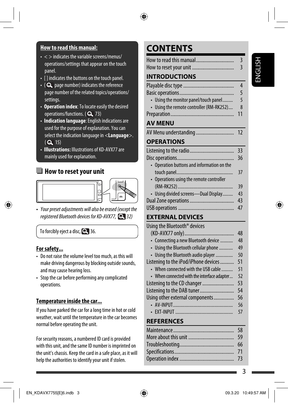 JVC KD-AVX77 User Manual | Page 5 / 292