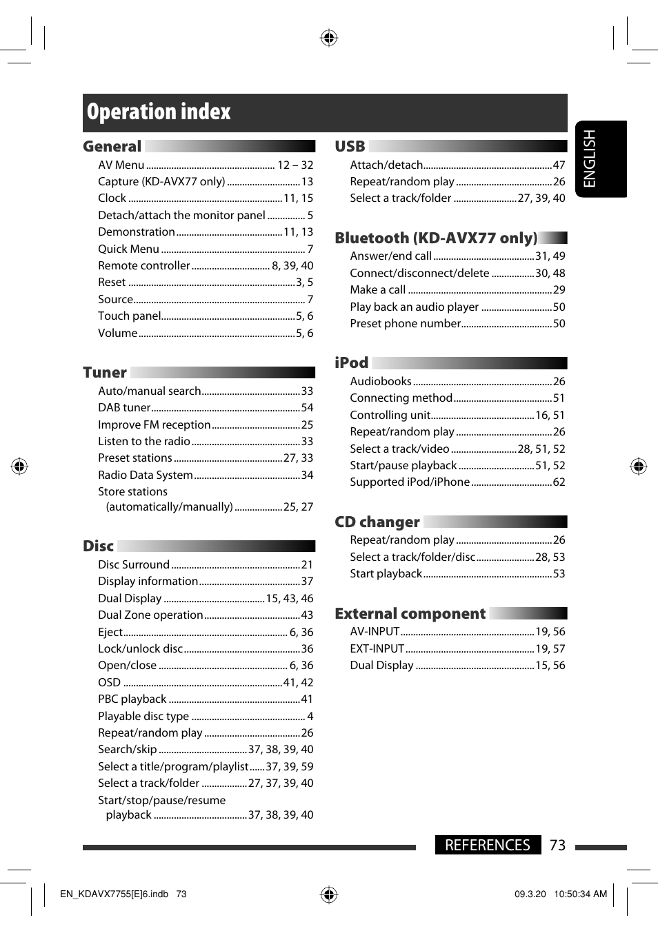 Operation index | JVC KD-AVX77 User Manual | Page 75 / 292