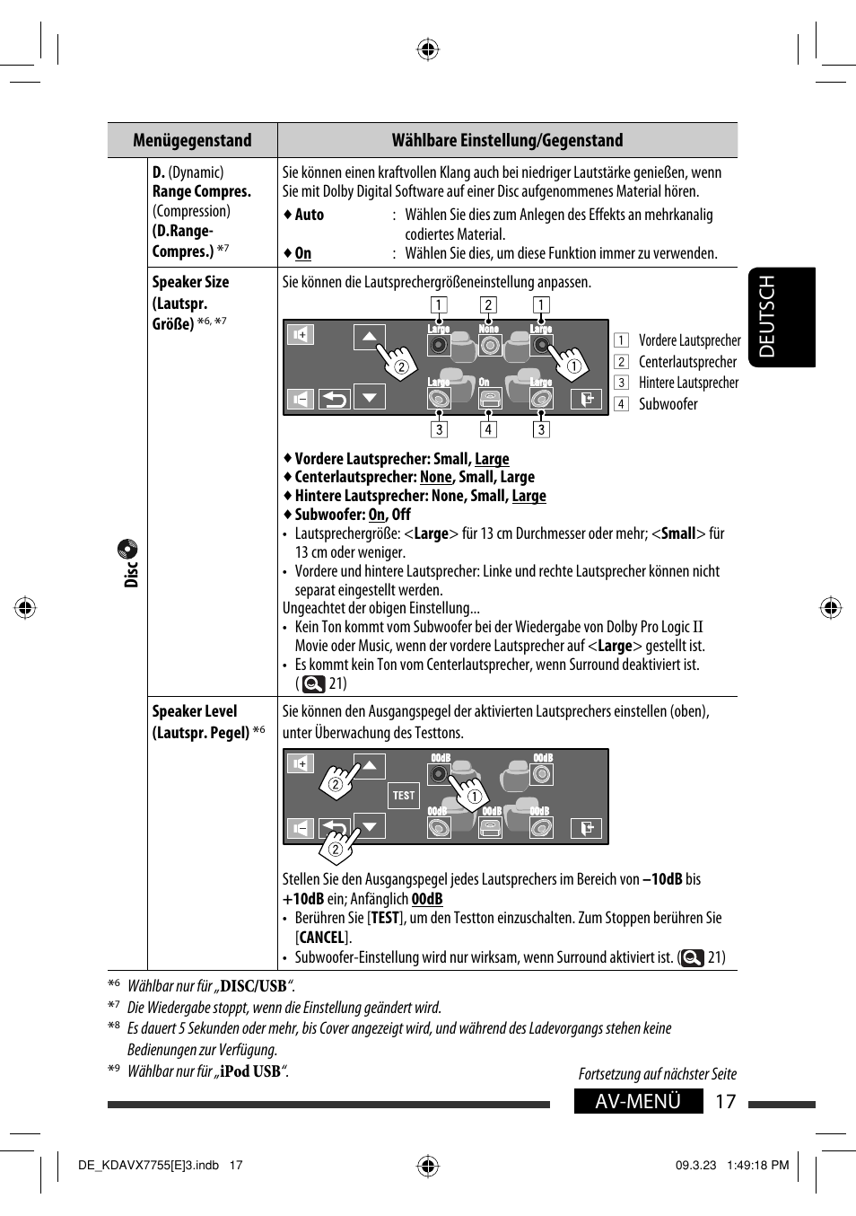 17 av-menü deutsch | JVC KD-AVX77 User Manual | Page 91 / 292