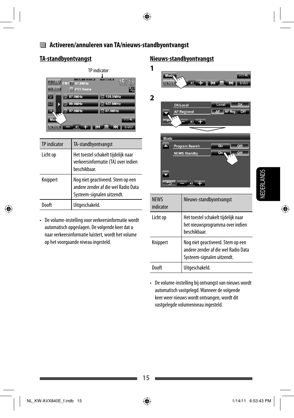 Activeren/annuleren van ta/nieuws-standbyontvangst | JVC KW-AVX840 User Manual | Page 207 / 261