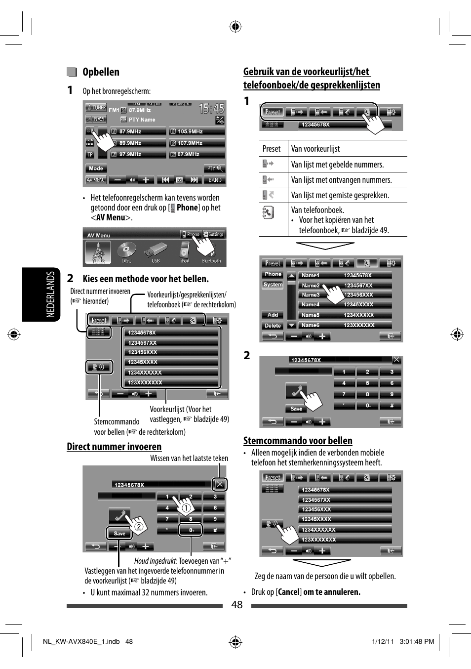 Opbellen | JVC KW-AVX840 User Manual | Page 240 / 261