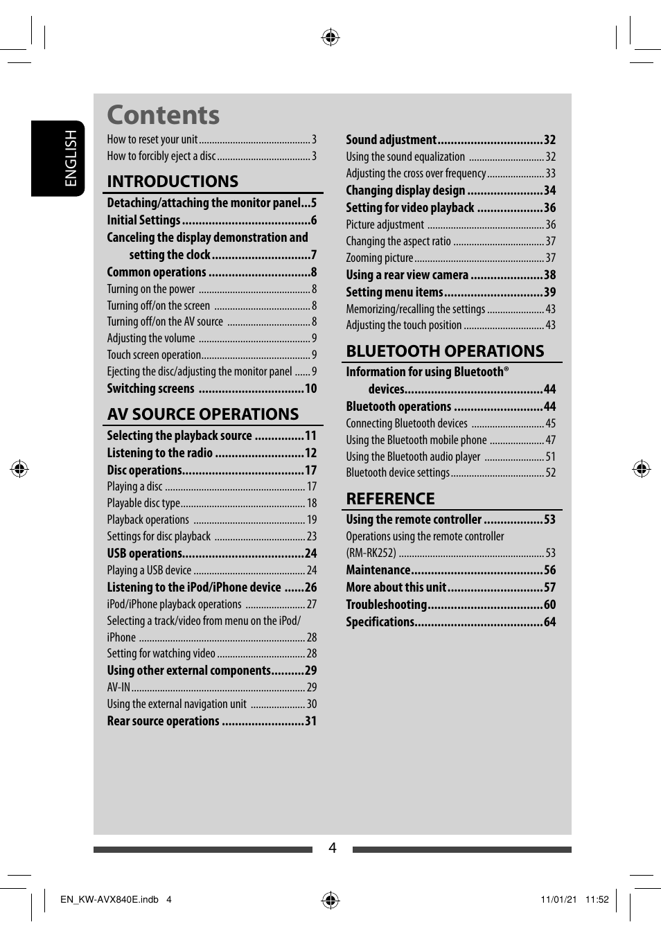 JVC KW-AVX840 User Manual | Page 4 / 261