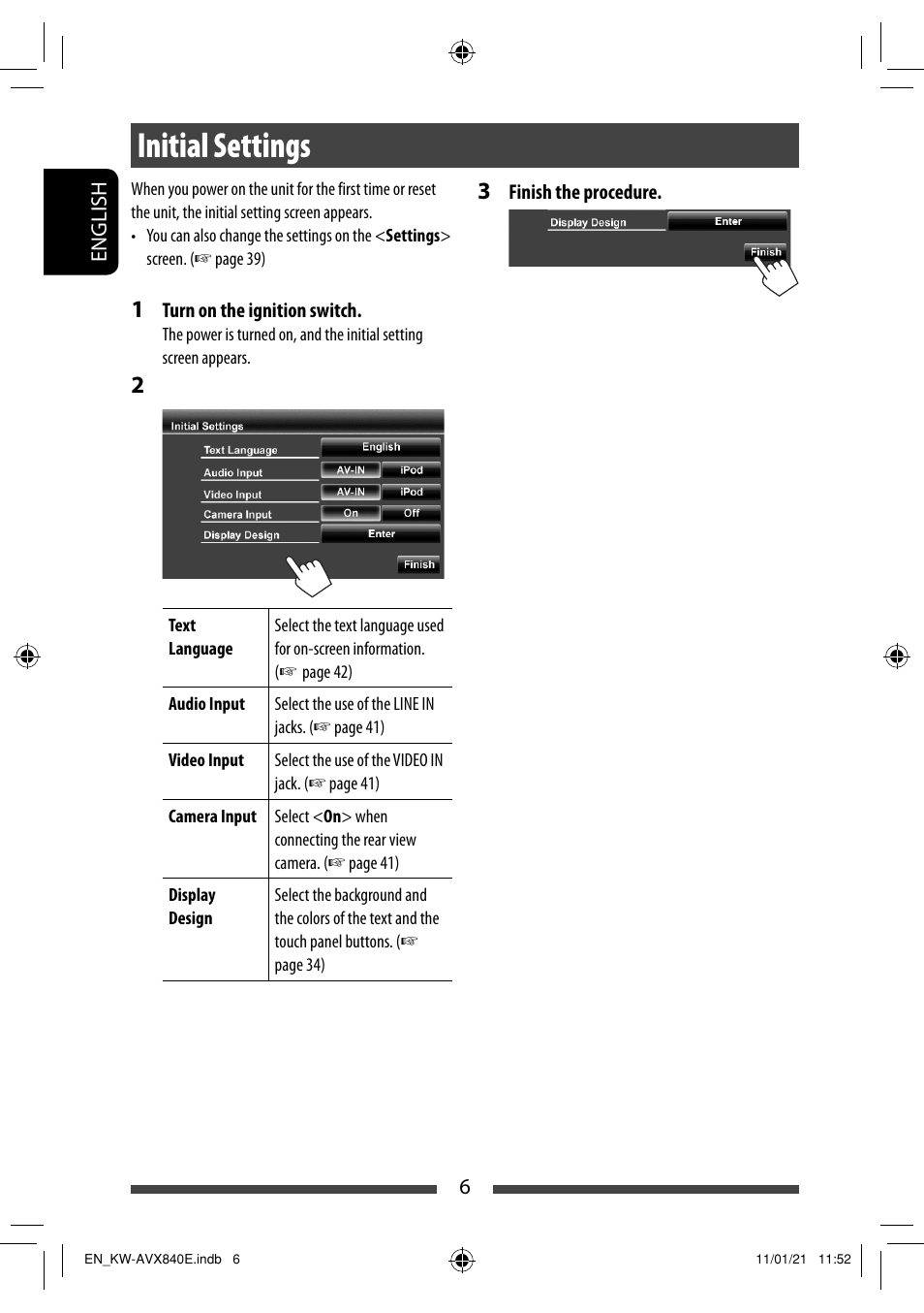 Initial settings | JVC KW-AVX840 User Manual | Page 6 / 261
