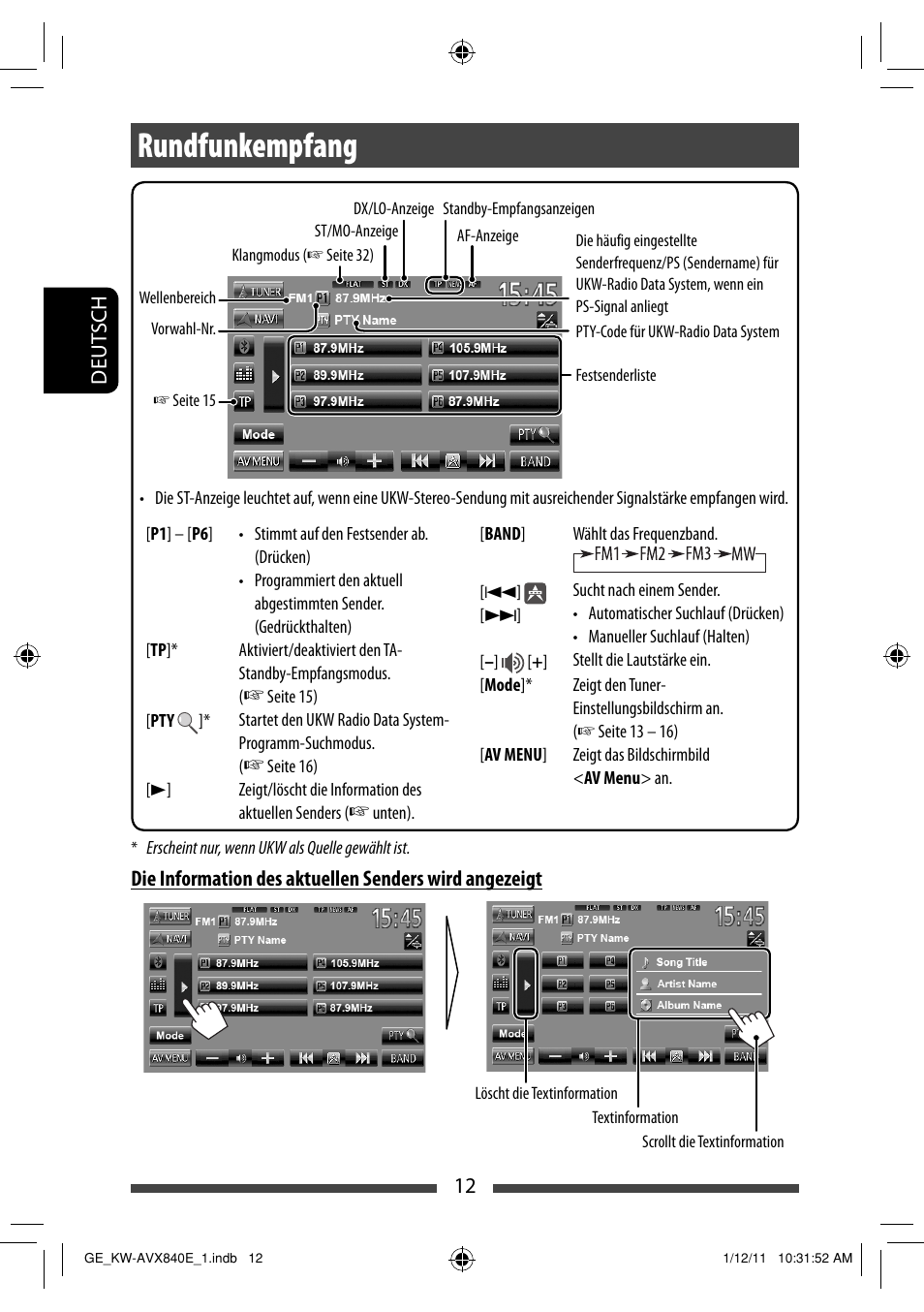 Rundfunkempfang | JVC KW-AVX840 User Manual | Page 76 / 261