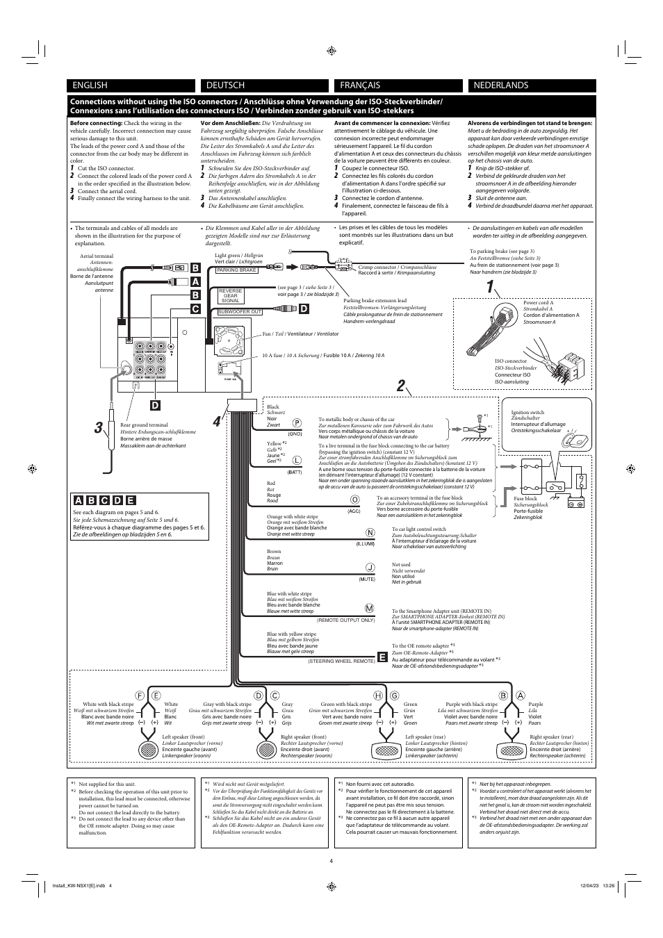 English, Français deutsch nederlands | JVC KW-NSX1 User Manual | Page 4 / 6
