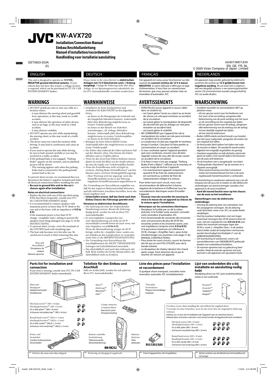 JVC KW-AVX720 User Manual | 6 pages