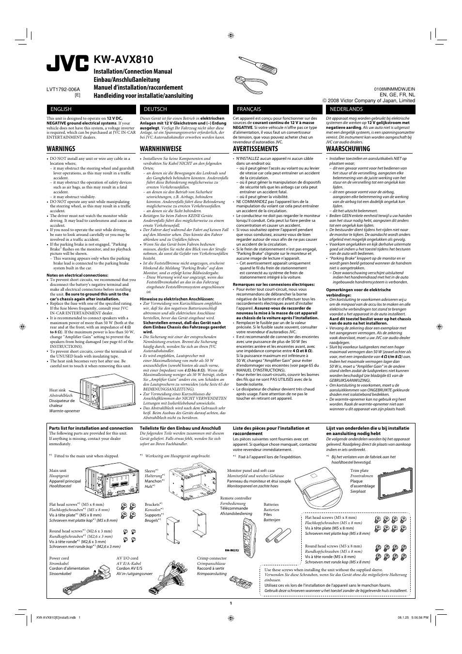 JVC KW-AVX810 User Manual | 6 pages