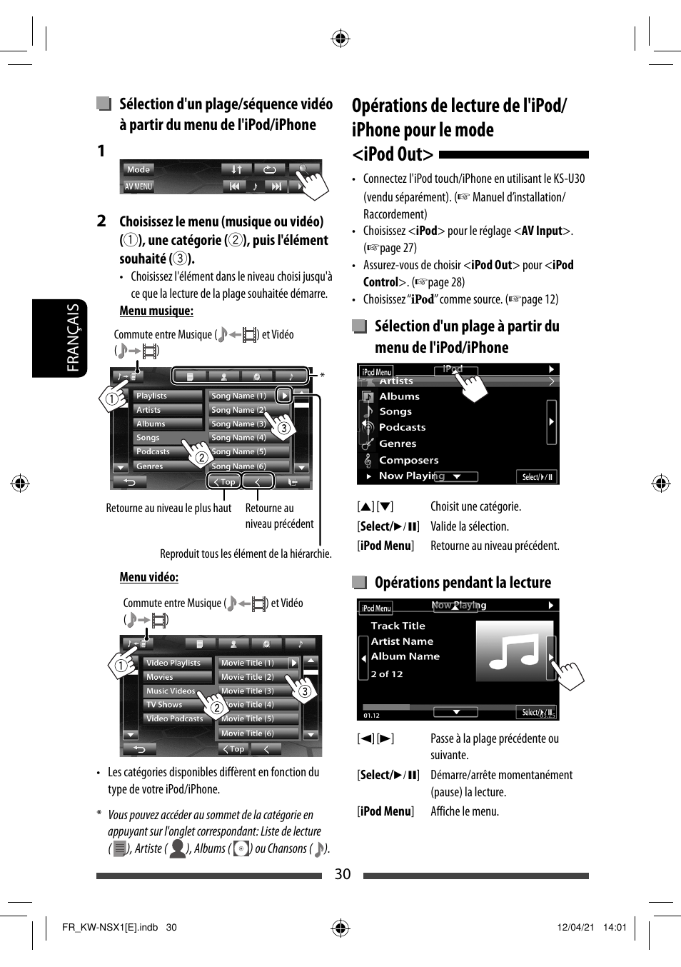 Opérations pendant la lecture | JVC KW-NSX1 User Manual | Page 170 / 282