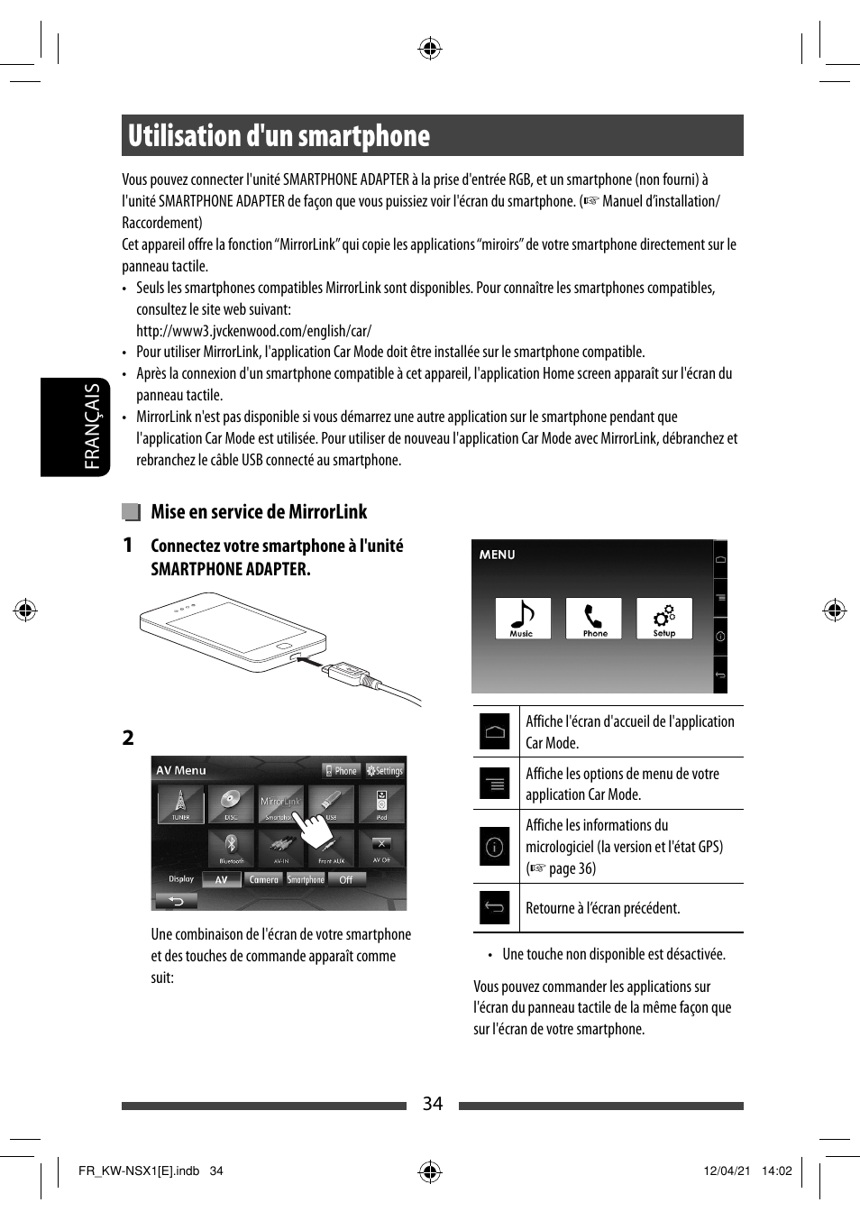 Utilisation d'un smartphone | JVC KW-NSX1 User Manual | Page 174 / 282