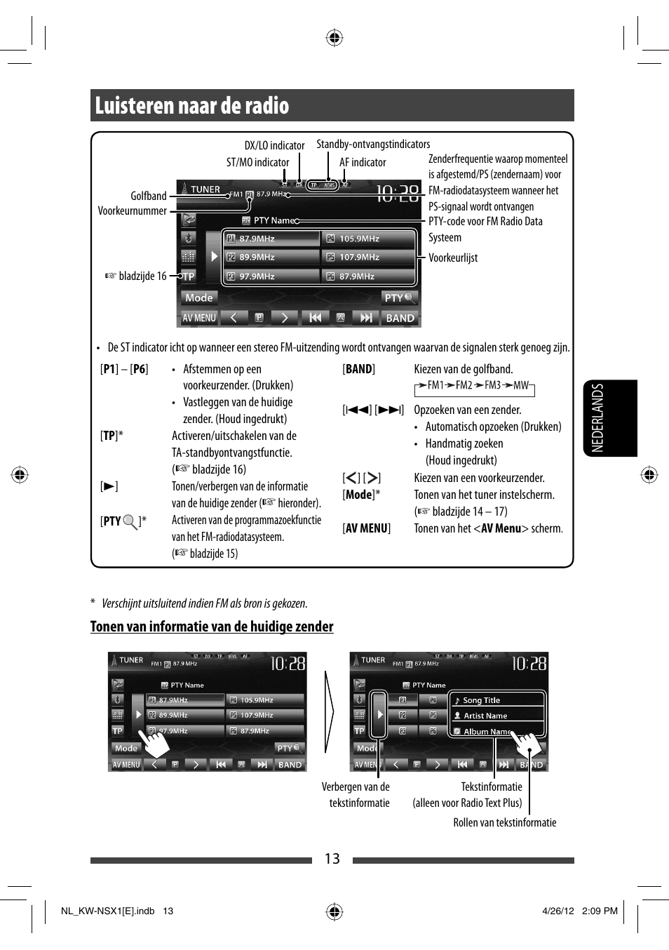 Luisteren naar de radio | JVC KW-NSX1 User Manual | Page 223 / 282