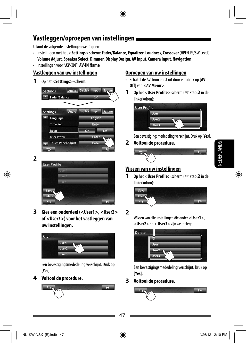 Vastleggen/oproepen van instellingen | JVC KW-NSX1 User Manual | Page 257 / 282