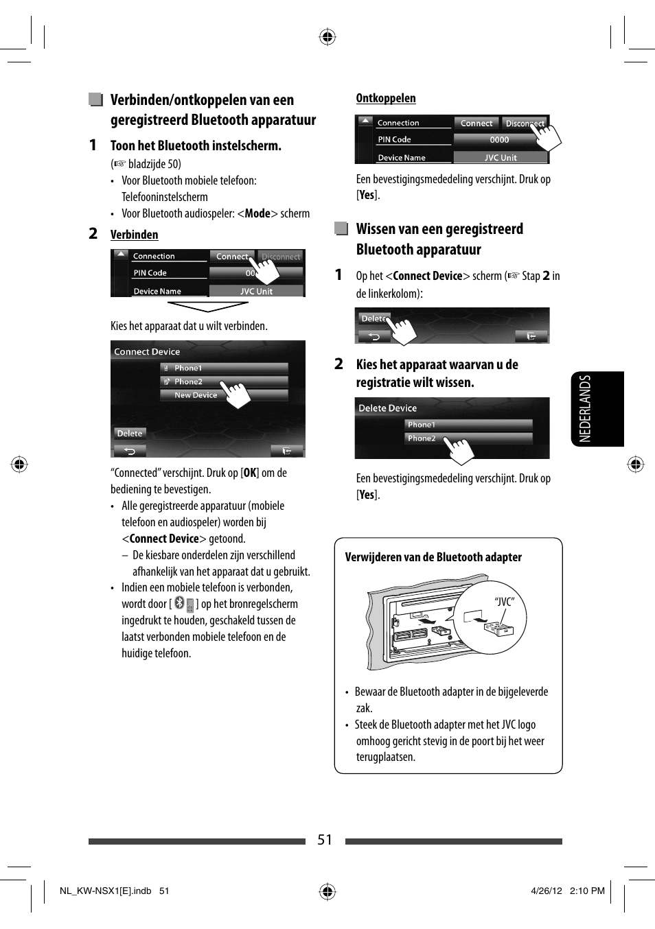 Wissen van een geregistreerd bluetooth apparatuur | JVC KW-NSX1 User Manual | Page 261 / 282