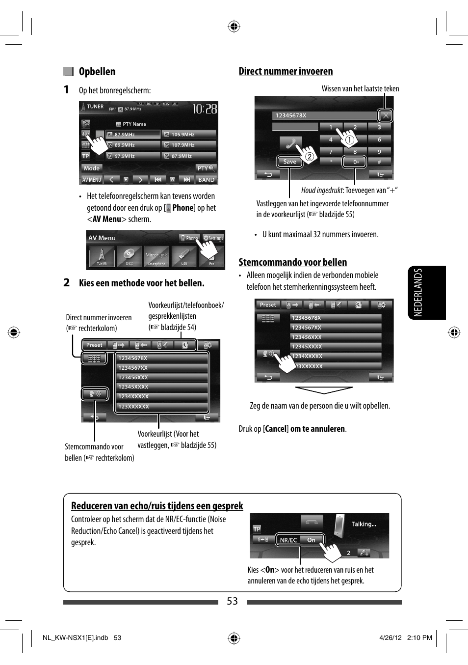 Opbellen | JVC KW-NSX1 User Manual | Page 263 / 282