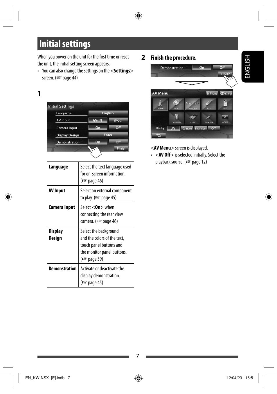 Initial settings | JVC KW-NSX1 User Manual | Page 7 / 282