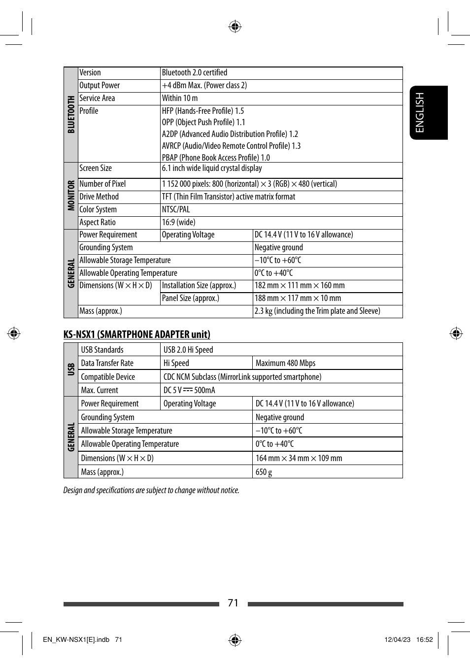 JVC KW-NSX1 User Manual | Page 71 / 282