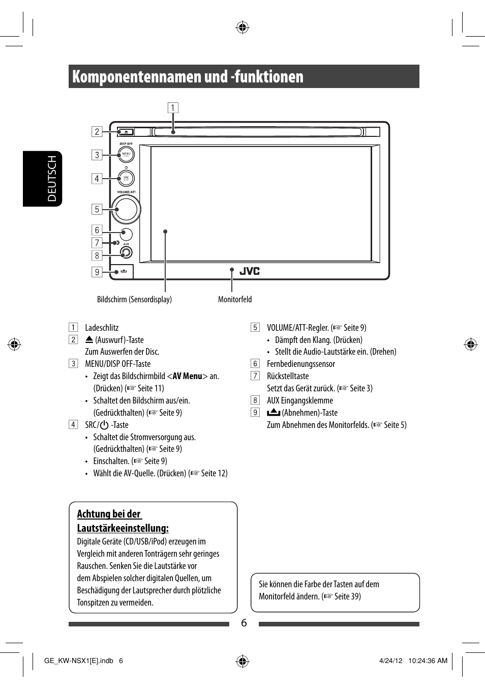 Komponentennamen und -funktionen | JVC KW-NSX1 User Manual | Page 76 / 282