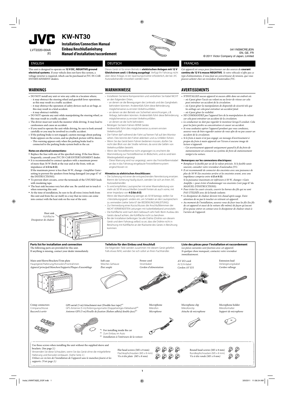 JVC KW-NT30 User Manual | 6 pages