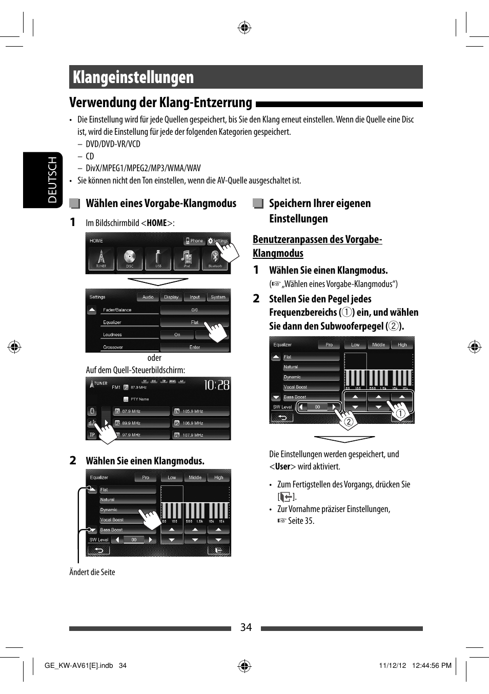 Klangeinstellungen, Verwendung der klang-entzerrung | JVC KW-AV61BT User Manual | Page 102 / 277