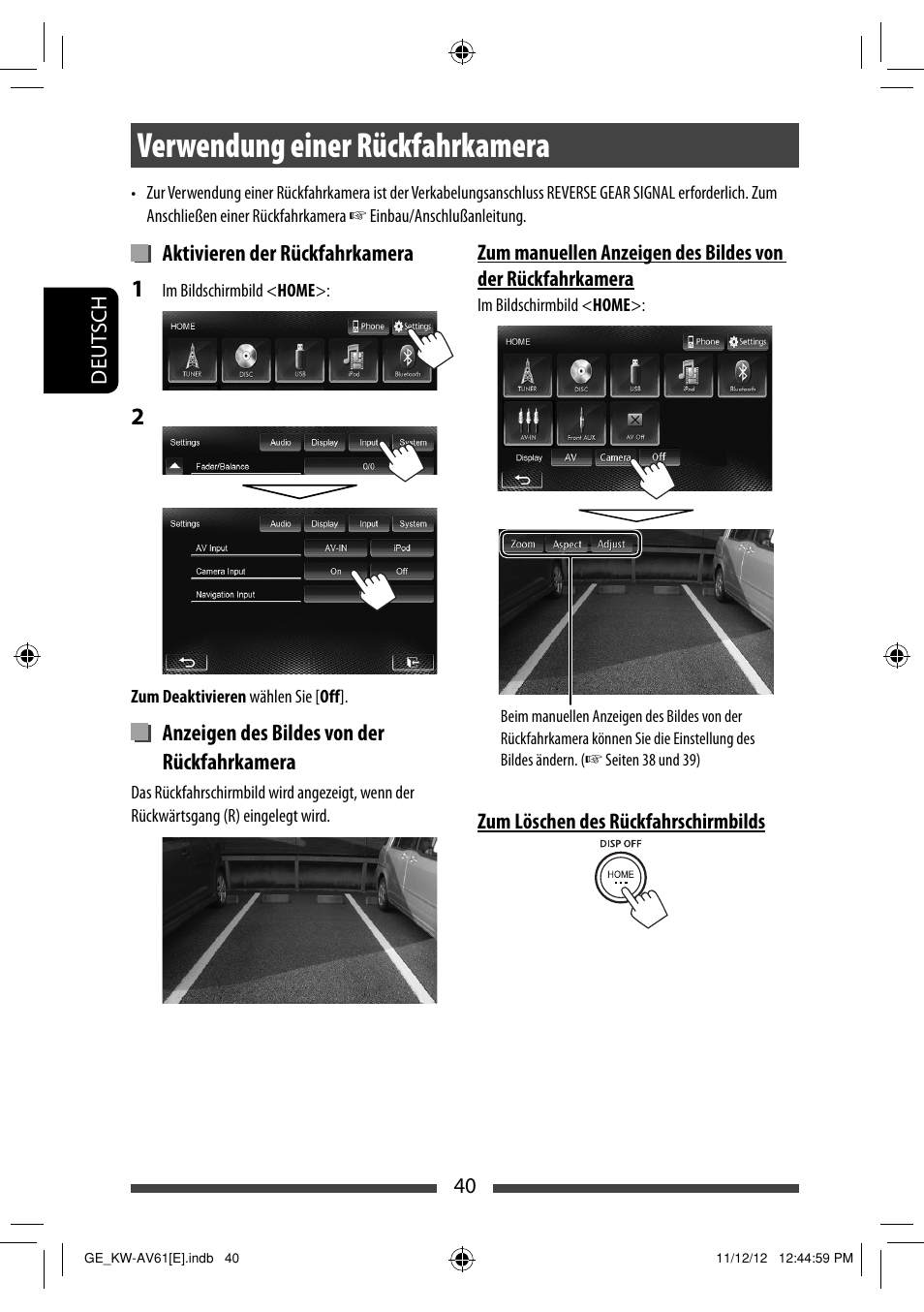 Verwendung einer rückfahrkamera | JVC KW-AV61BT User Manual | Page 108 / 277