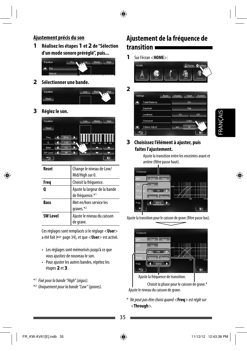 Ajustement de la fréquence de transition | JVC KW-AV61BT User Manual | Page 171 / 277