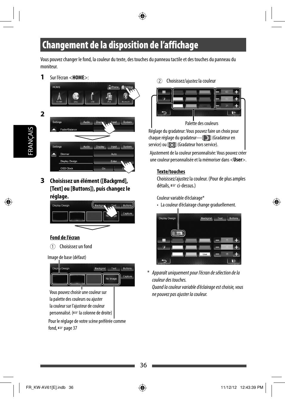 Changement de la disposition de l’affichage | JVC KW-AV61BT User Manual | Page 172 / 277