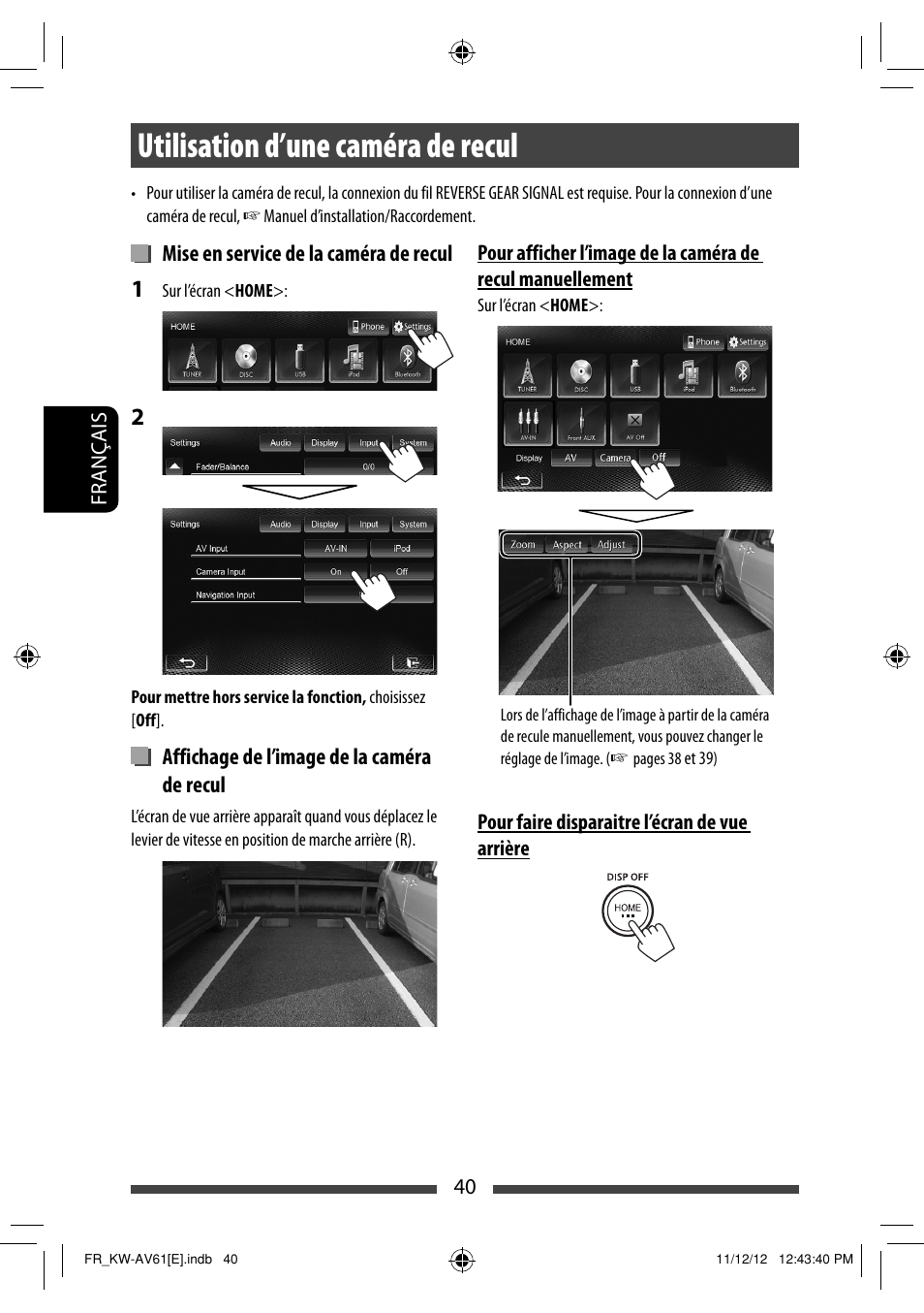 Utilisation d’une caméra de recul | JVC KW-AV61BT User Manual | Page 176 / 277