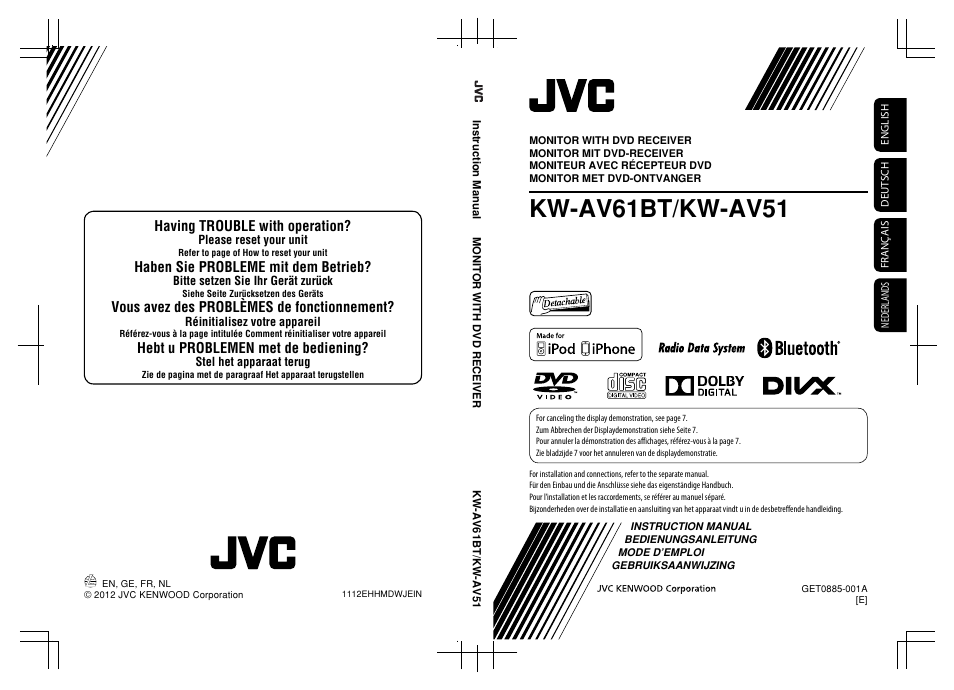 Kw-av61bt/kw-av51, Having trouble with operation, Haben sie probleme mit dem betrieb | Vous avez des problèmes de fonctionnement, Hebt u problemen met de bediening | JVC KW-AV61BT User Manual | Page 276 / 277