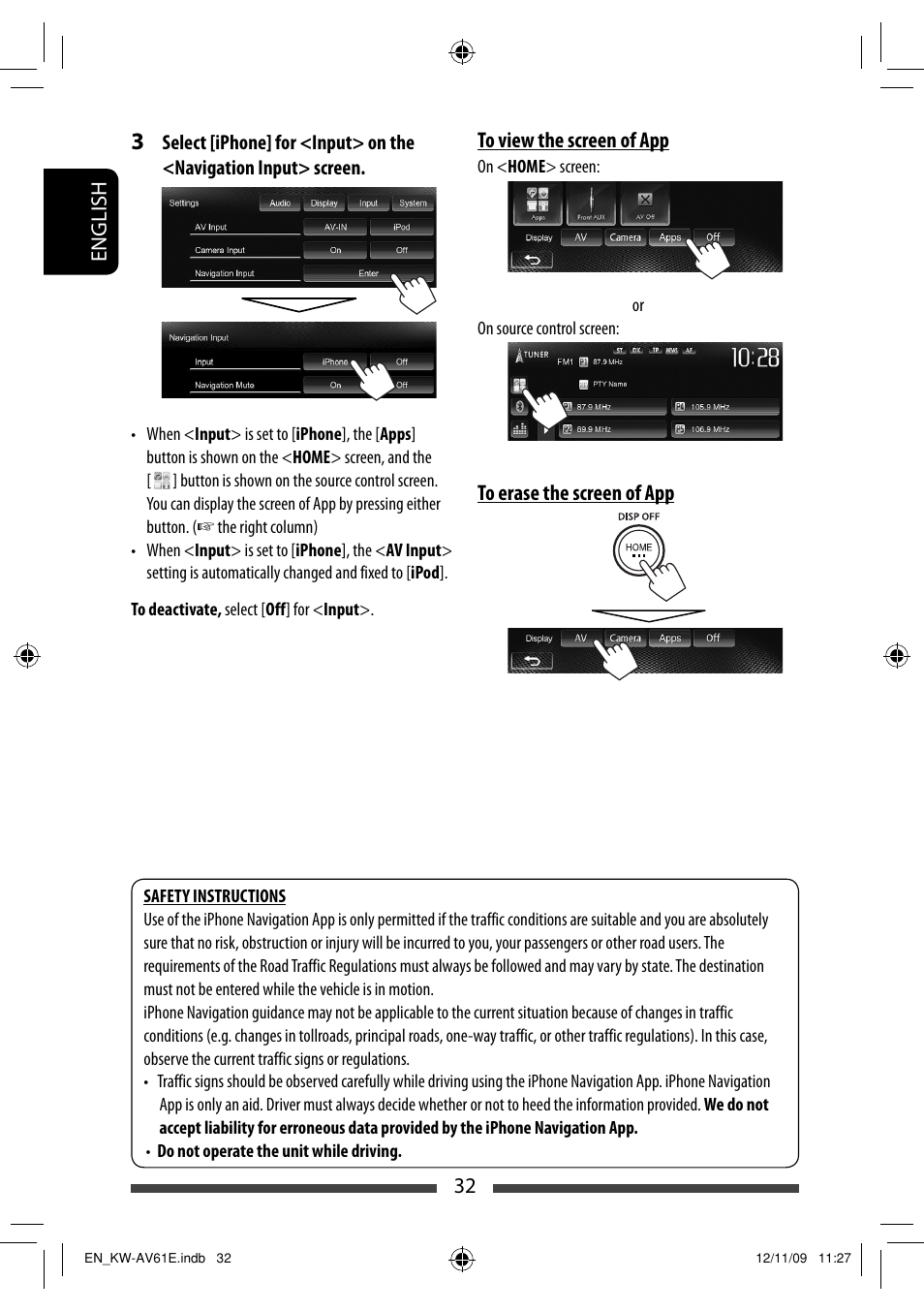 32 english to view the screen of app | JVC KW-AV61BT User Manual | Page 32 / 277