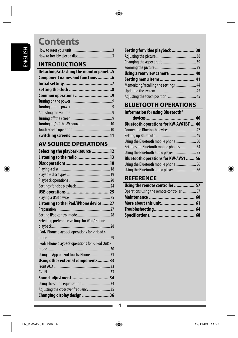 JVC KW-AV61BT User Manual | Page 4 / 277