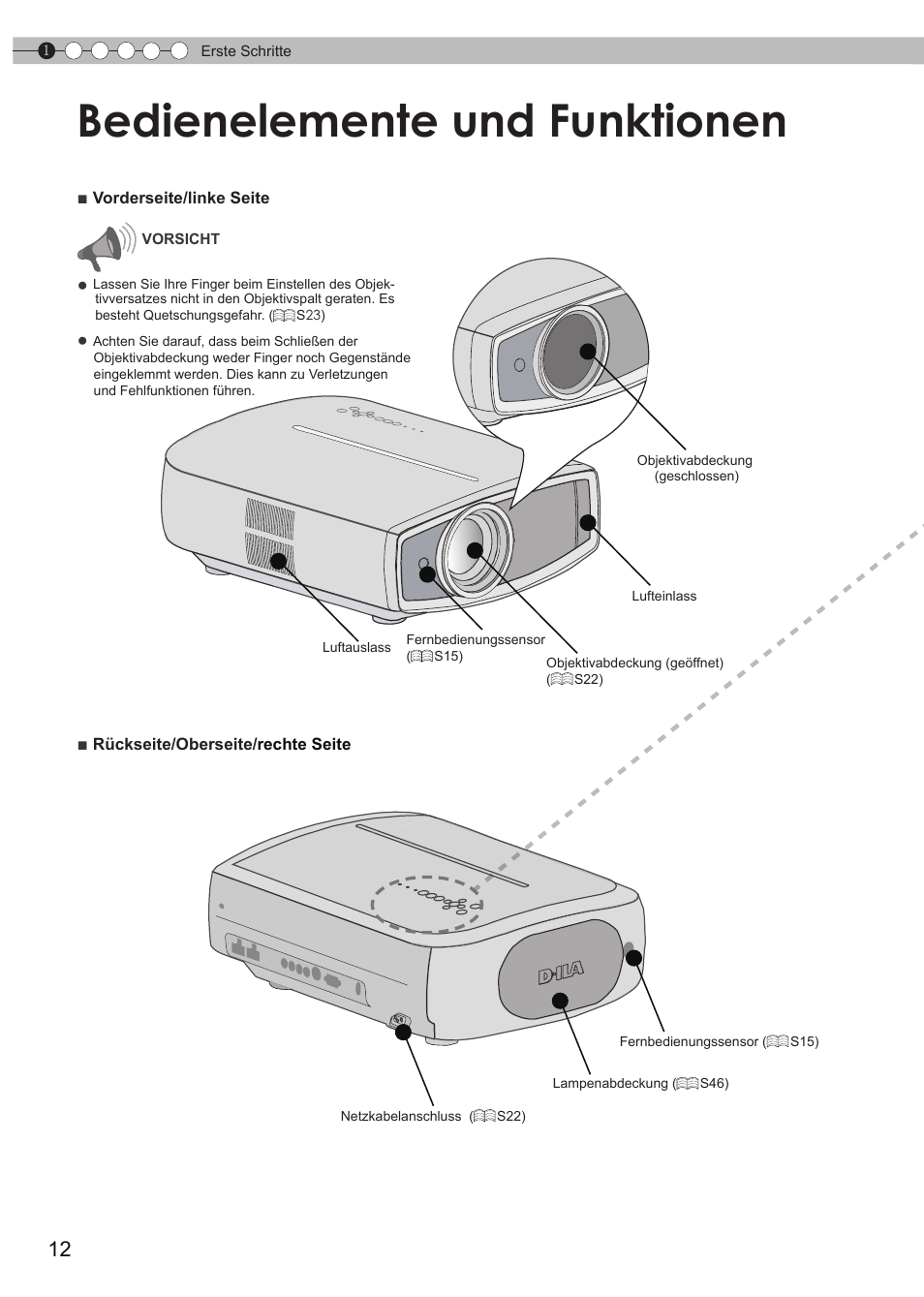 Bedienelemente und funktionen | JVC DLA-HD550 User Manual | Page 12 / 175