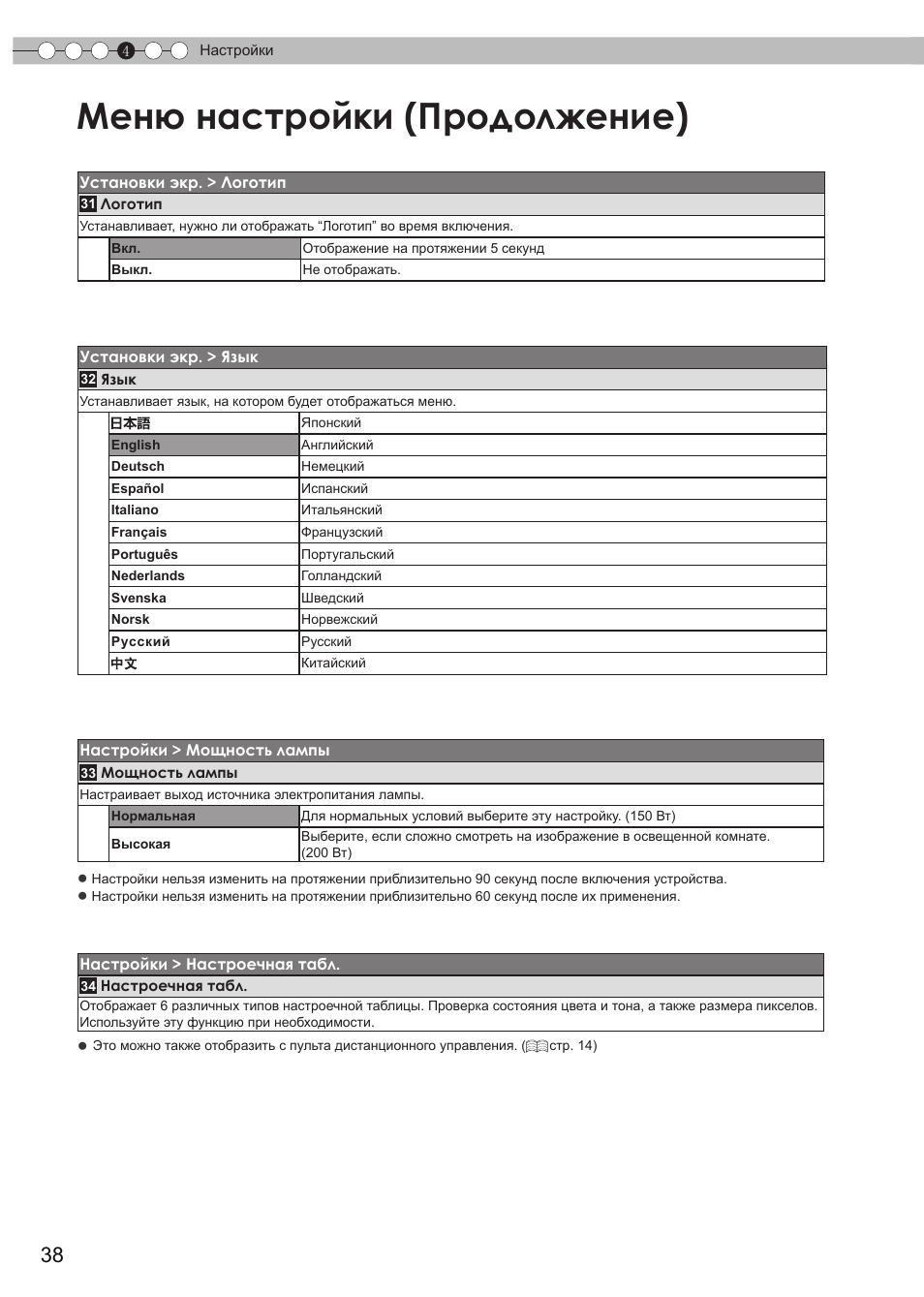 Меню настройки (продолжение) | JVC DLA-HD550 User Manual | Page 154 / 175