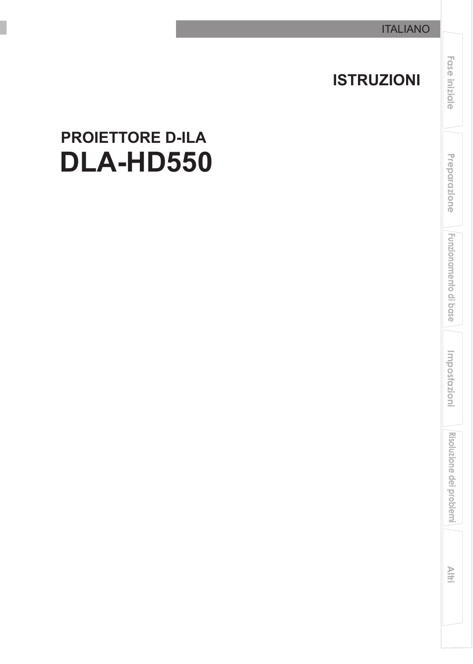 Italiano, Dla-hd550, Proiettore d-ila istruzioni | JVC DLA-HD550 User Manual | Page 59 / 175