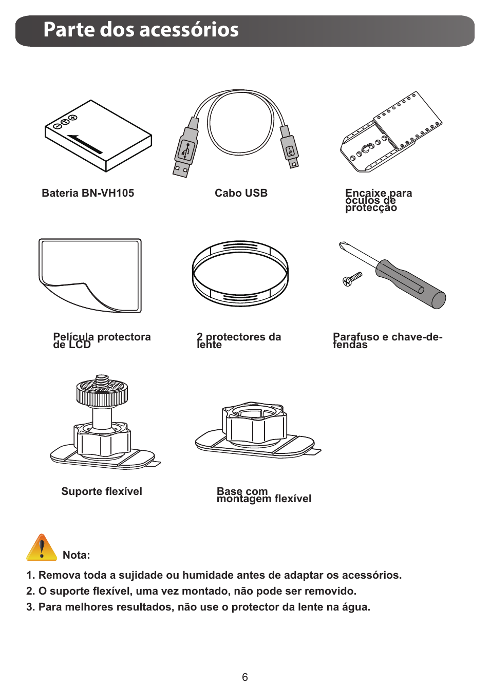 Parte dos acessórios | JVC GC-XA1 BE User Manual | Page 101 / 210