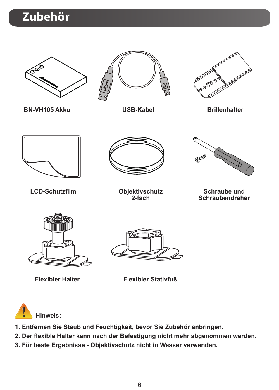 Zubehör | JVC GC-XA1 BE User Manual | Page 25 / 210