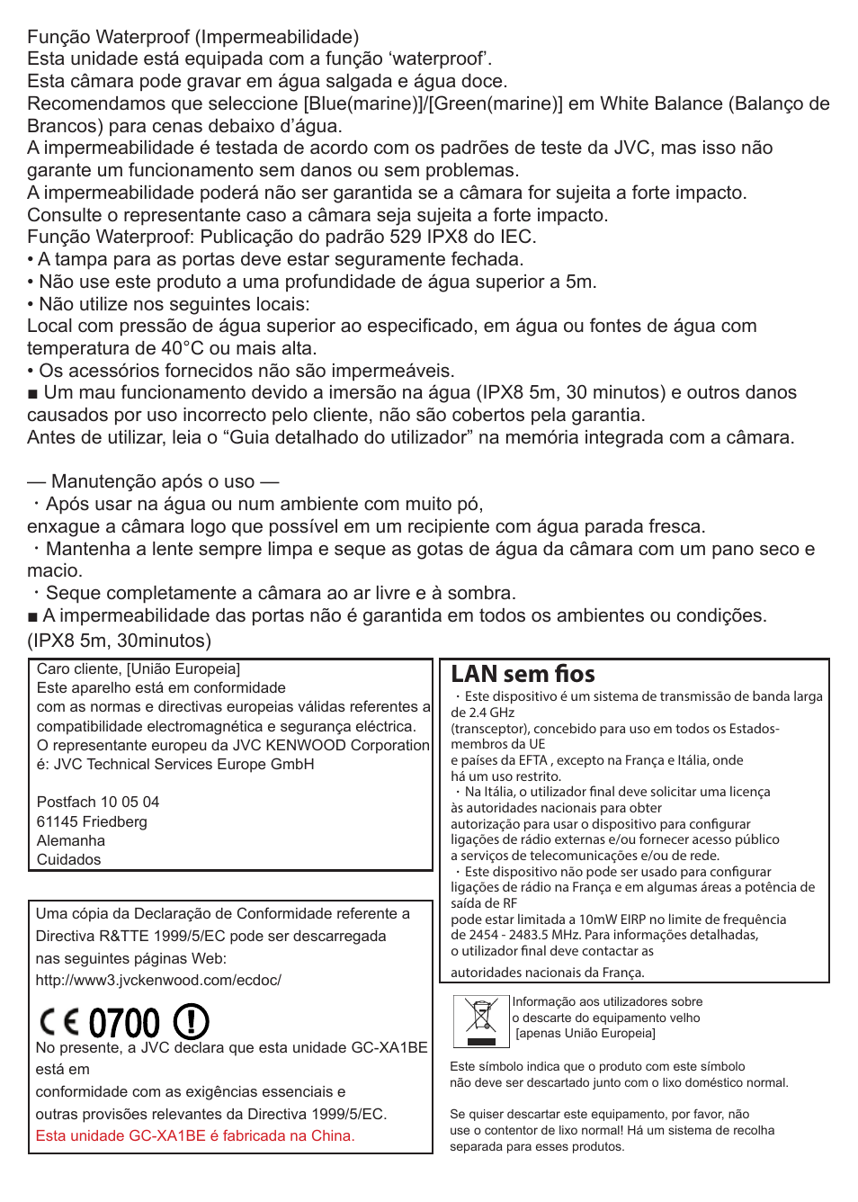 Lan sem fios | JVC GC-XA1 BE User Manual | Page 99 / 210