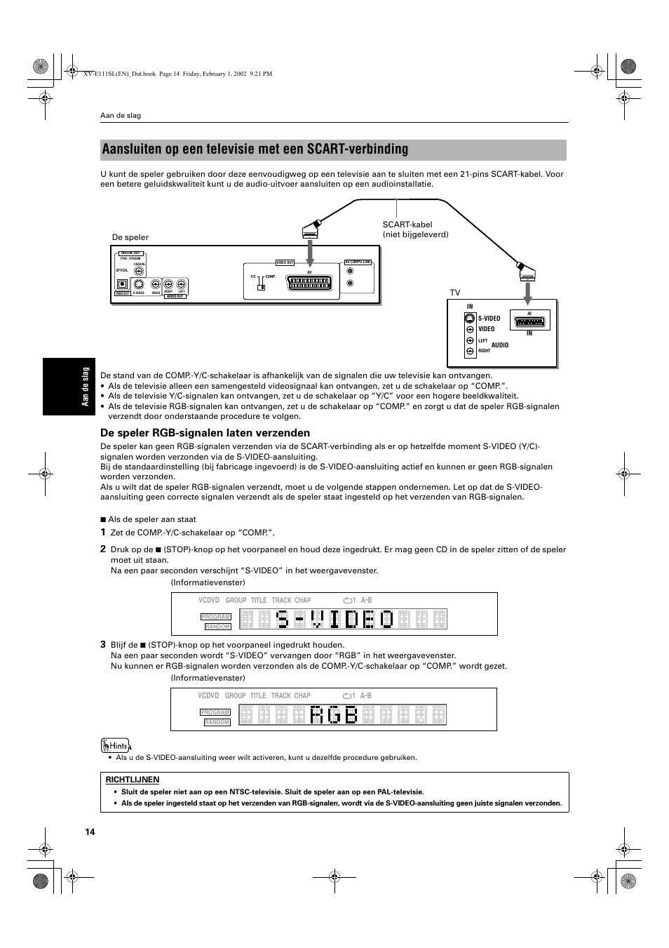 De speler rgb-signalen laten verzenden | JVC QP-111 User Manual | Page 118 / 156